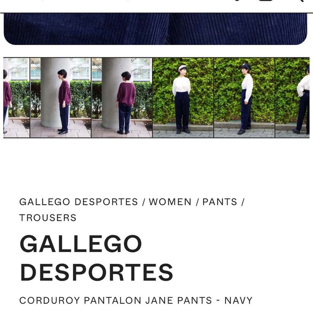 GALLEGO DESPORTES sz S Jane Corduroy pants in navy - Picture 3 of 12